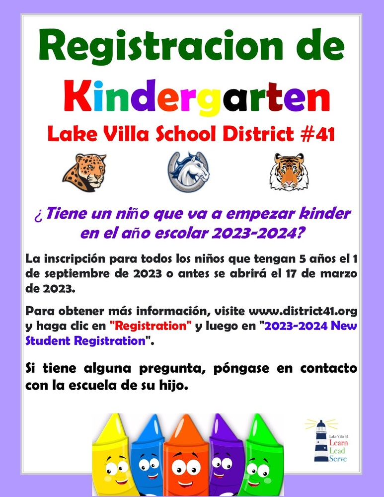 Kindergarten Registration 2023-2024 Spanish
