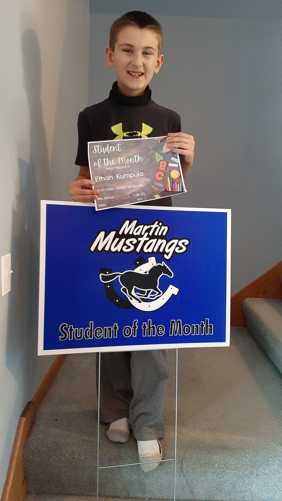 Fourth grade student of the month!